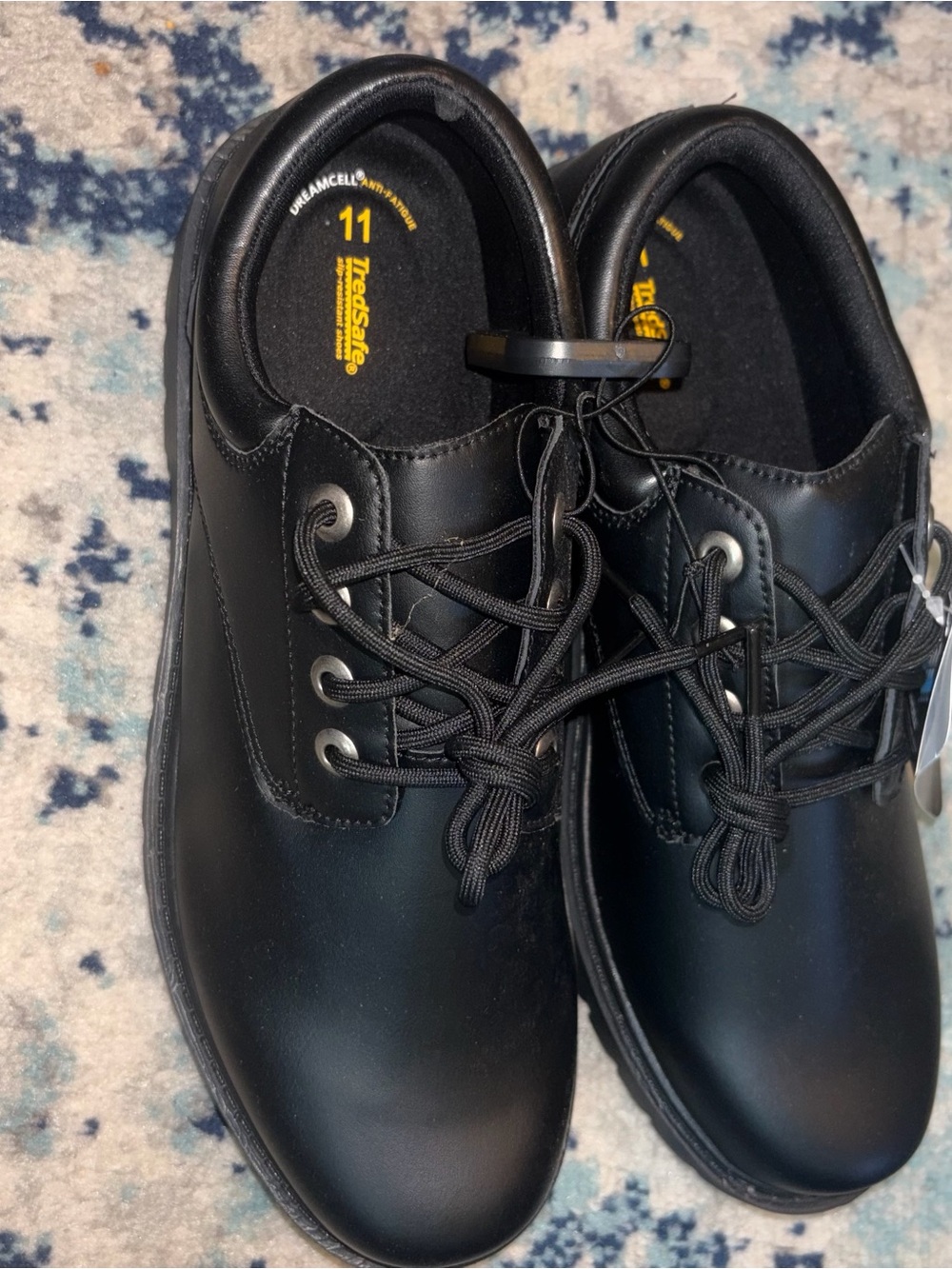 TredSafe Mens Black Leather Lace Up Oil Slip Resistant Work
Shoes Size 11